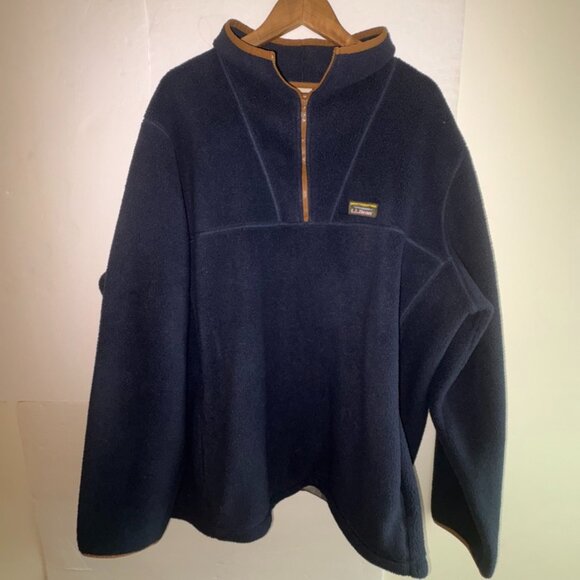 L.L. Bean Men's Quarter Zip Fleece Navy XXL Tall 2XT - Picture 1 of 7